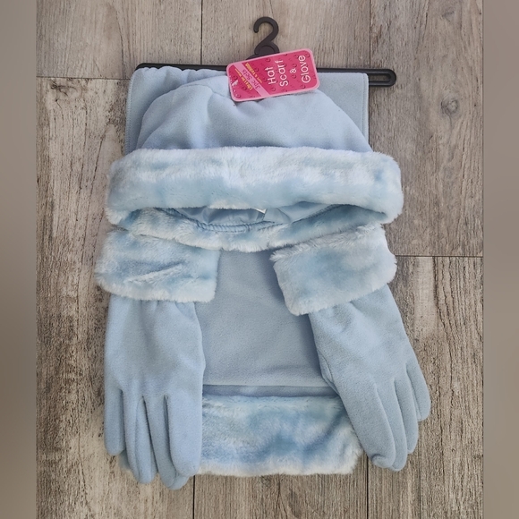 Ultra Lite Accessories - Ultra Lite Warm 3pc Blue Scarf, Hat, and Glove Set